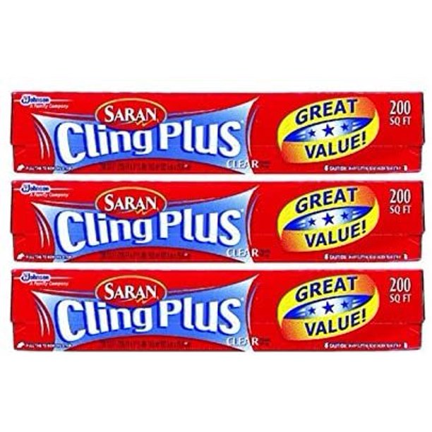 Saran Wrap Cling Plus Wrap 200 Square Foot, Boxed, Pack of 3 Walmart