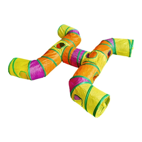 Cat Tunnels for Indoor Cats, Cat Tunnel, Kitten Tunnel Collapsible, Cat Play Tunnel with Interactive Peephole for Large Cat, Puppy, Kitten (Colorful-4 Way)