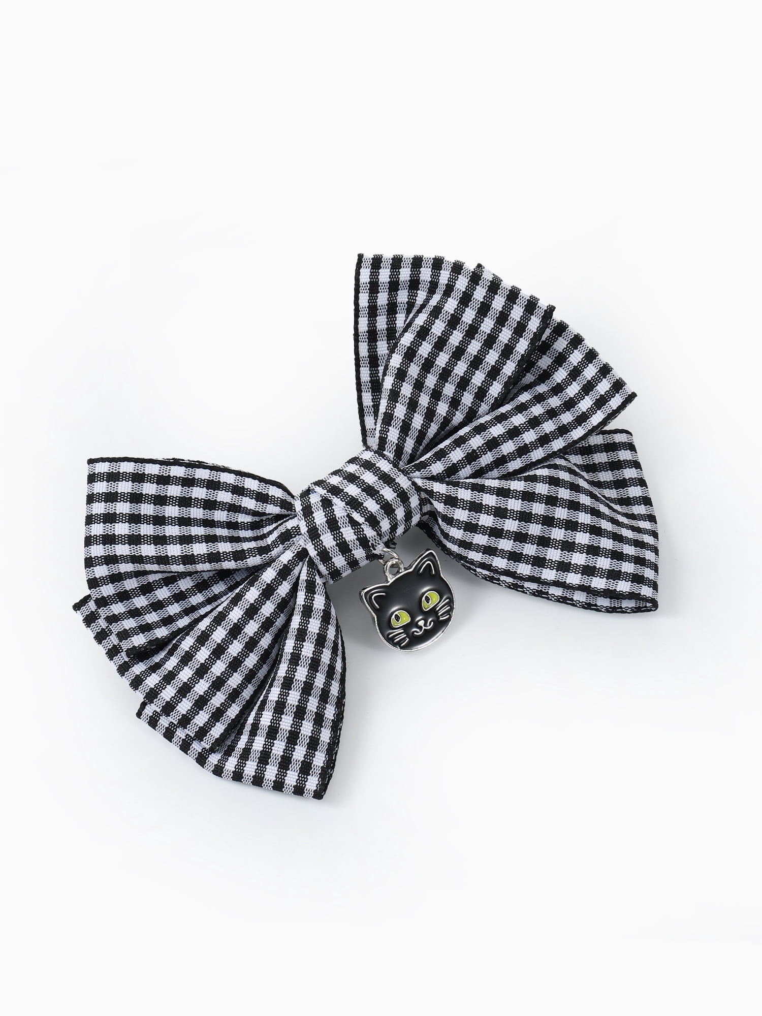 Way to Celebrate Halloween Women's Black Cat Gingham Bow Hair Clip, Multicolor, 1 Piece, Alligator Hair Clip