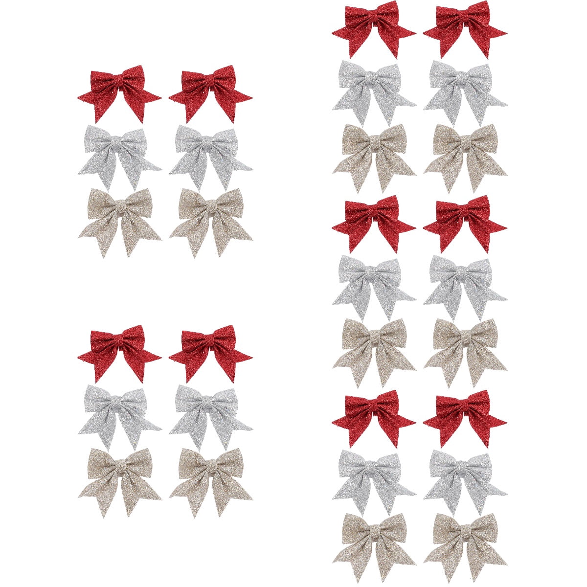 FONDOTIN Christmas Hanging Glitter Bows, Assorted Colors, 30 Pieces for Indoor Holiday Decorations and Festive Home Decor