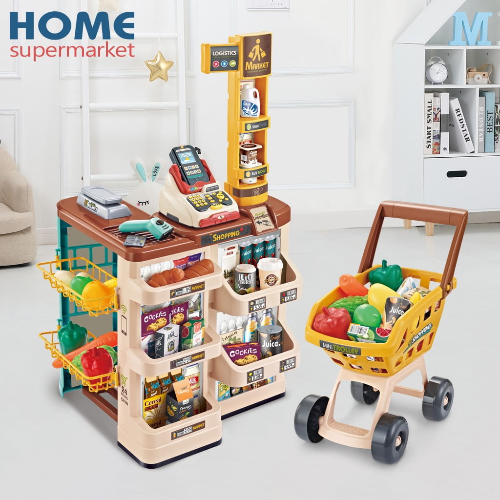 Details about   Shopping Grocery Play Store For Kids With Shopping Cart And Scanner Pretend Play 