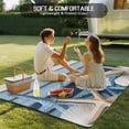 thumbnail image 4 of Outdoor Rug 6x9 ft Vintage Coastal Waterproof Outdoor Patio Rug Mat Non Slip Outside Area Rugs Carpet for RV,Camping,Porch,Deck,Pool,Balconybackyard,Wood Texture Starfish Shell Aqua Blue Ivory, 4 of 9