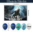 thumbnail image 3 of 30 Pcs For Halo Cartoon-Themed Party Decoration Set - Includes Backdrop, Cake Topper, 12 Cupcake Toppers, and 16 Balloons for Celebratory Occasions, 3 of 4