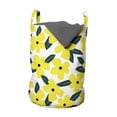 thumbnail image 1 of Floral Laundry Bag, Big Bold Flowers Summer Tone Colors Leaves Artwork on a Plain Background, Basket with Handles Drawstring Closure for Laundromats, 13" x 19", Yellow and Dark Teal, by Ambesonne, 1 of 4