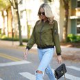 thumbnail image 4 of Fanient Women's Cropped Bomber Jacket Lightweight Casual Zip up Outerwear Long Sleeve Windbreaker with Pockets, 4 of 10