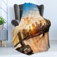 thumbnail image 4 of New York Soft Flannel Fleece Throw Blanket, Cityscape of Brooklyn Bridge and Manhattan River Center of Culture Photo, Cozy Plush for Indoor and Outdoor Use, 60" x 80", Multicolor, by Ambesonne, 4 of 5