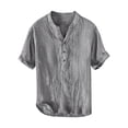thumbnail image 3 of Men’s Loose Cotton Linen Short Sleeve Shirt Casual Summer Top, 3 of 6