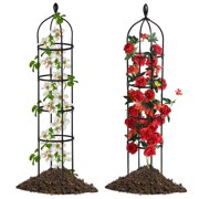 Garden Obelisk Trellis for Climbing Plants 6FT Rustproof PE Coated Iron Potted Plant Climbing Support, Thickened Tube Plant Tower Trellis for Clematis Vine Support Outdoor Indoor (2Pcs Set)