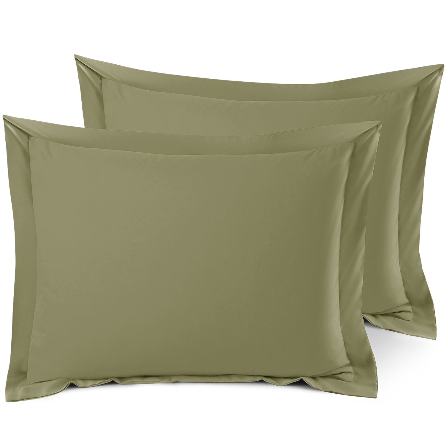 Set of 2 Standard 20"x26" Size Pillow Shams Sage Green, Hotel Luxury