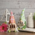 thumbnail image 2 of Northlight 9" Pink and Orange Plaid Springtime Gnome, 2 of 5