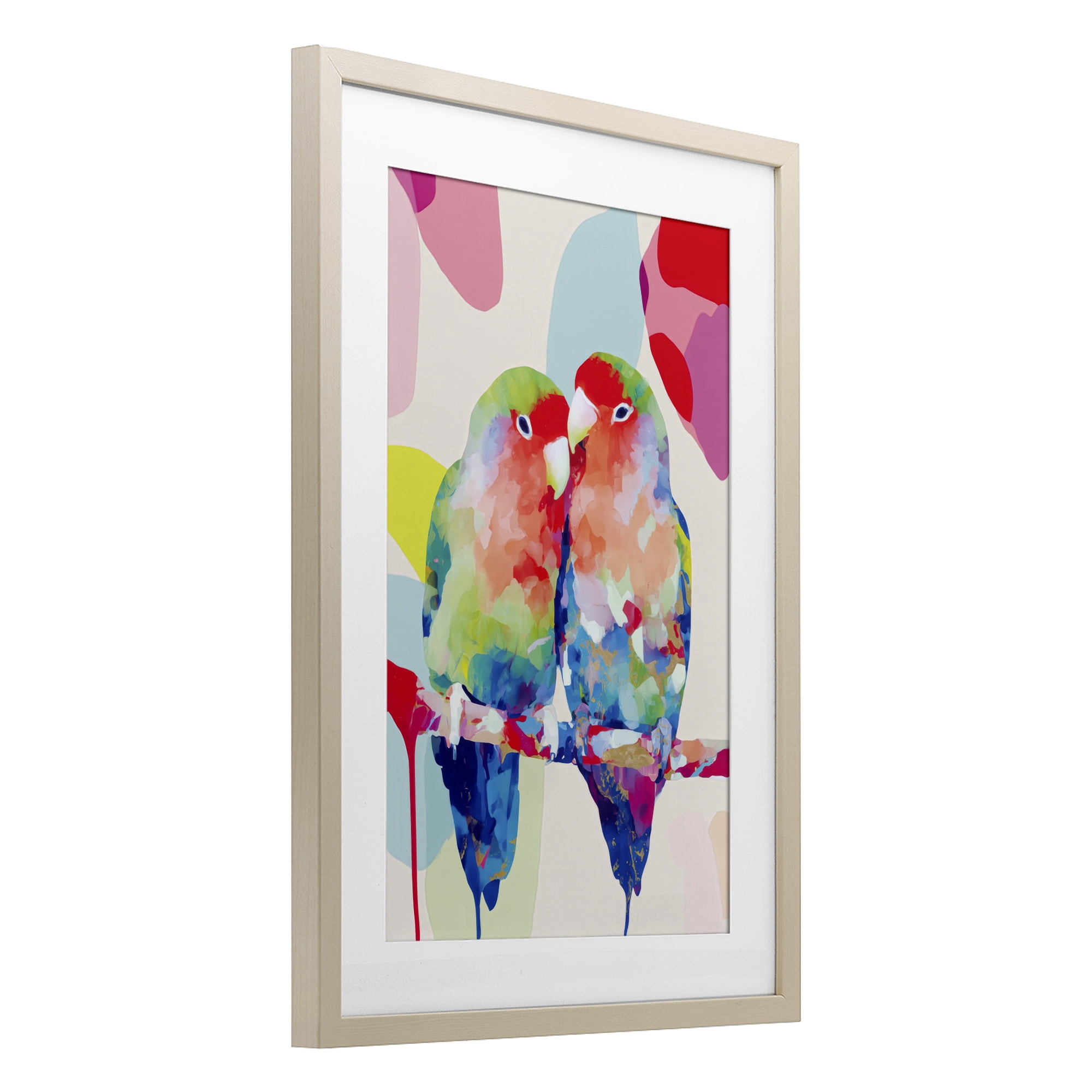 Stupell Industries Lovebirds on a Branch Birch Framed Print Under Glass, design by Chromatic Storm Studio