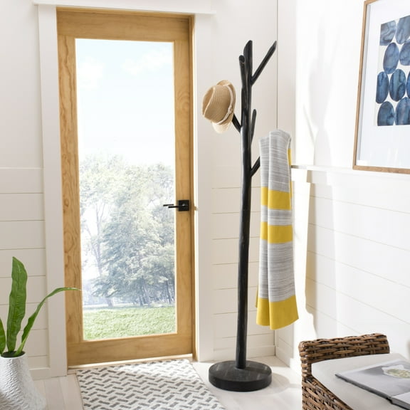 SAFAVIEH Walter 70" Tree Branch Wood Coat and Hat Rack, Distressed Black
