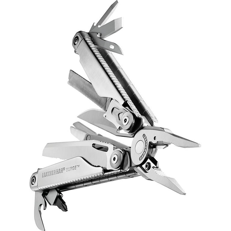 LEATHERMAN, Surge Heavy Duty Multitool with Premium Replaceable Wire  Cutters and Spring-Action Scissors, Stainless Steel with Premium Nylon  Sheath 