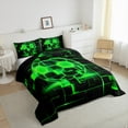 thumbnail image 3 of Erosebridal Girls Football Bedding Sets Queen with Comforter,Sports Game Duvet Insert,Green Geometric Glowing Plaid Comforter Sets Queen Size,Microfiber Bedroom Decor Reversible，3pcs, 3 of 8