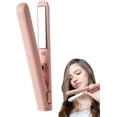 thumbnail image 2 of Plancha y rizador de pelo inalámbrico 2 en 1, recargable por USB, de cerámica, herramienta de peinado de viaje, color rosa., 2 of 5