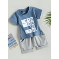 thumbnail image 2 of Inevnen Infant Boy Summer Clothes Suits Letter Print Short Sleeve Crew Neck T-Shirts and Elastic Waist Shorts 2Pcs Set, 2 of 7