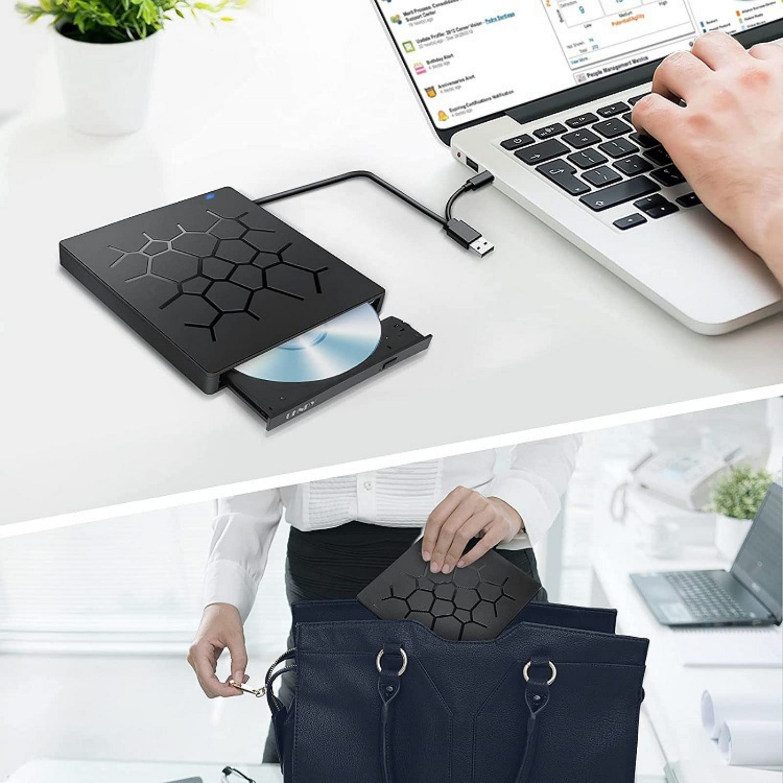7 Port External Disc Drive USB3.0 Type C Disc Player Burning Compatibles Laptop Desktop Multiple Systems