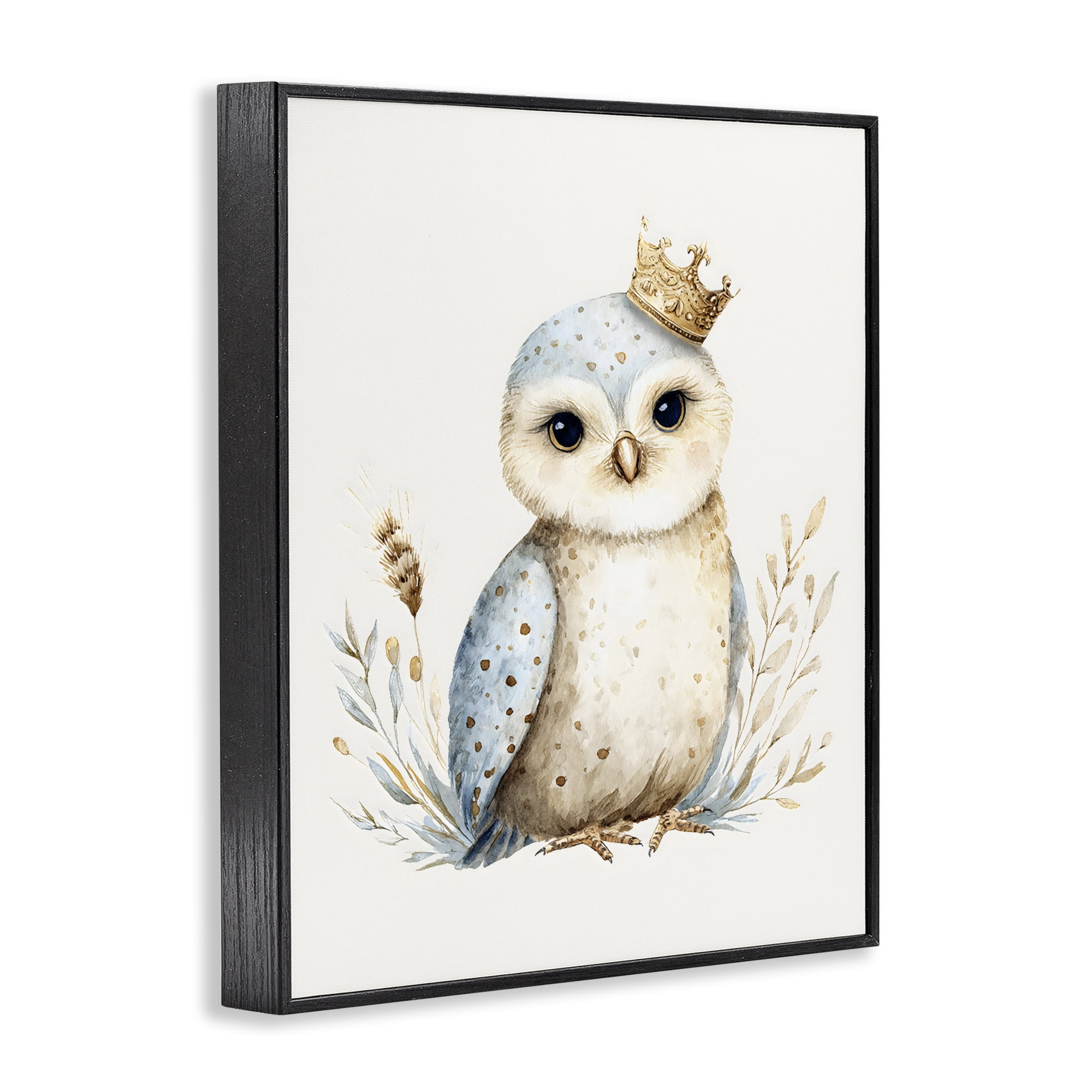 Stupell Industries Watercolor Nursery Owl Black Framed Giclee Art, design by LSR Design Studio