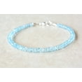 thumbnail image 3 of Aquamarine 3.5mm Rondelle Shape Faceted Cut Beads 7 inch Silver Plated Clasp Bracelet for men, women, unisex. Link Chain Stacking Bracelet.|LINK_00693, 3 of 5