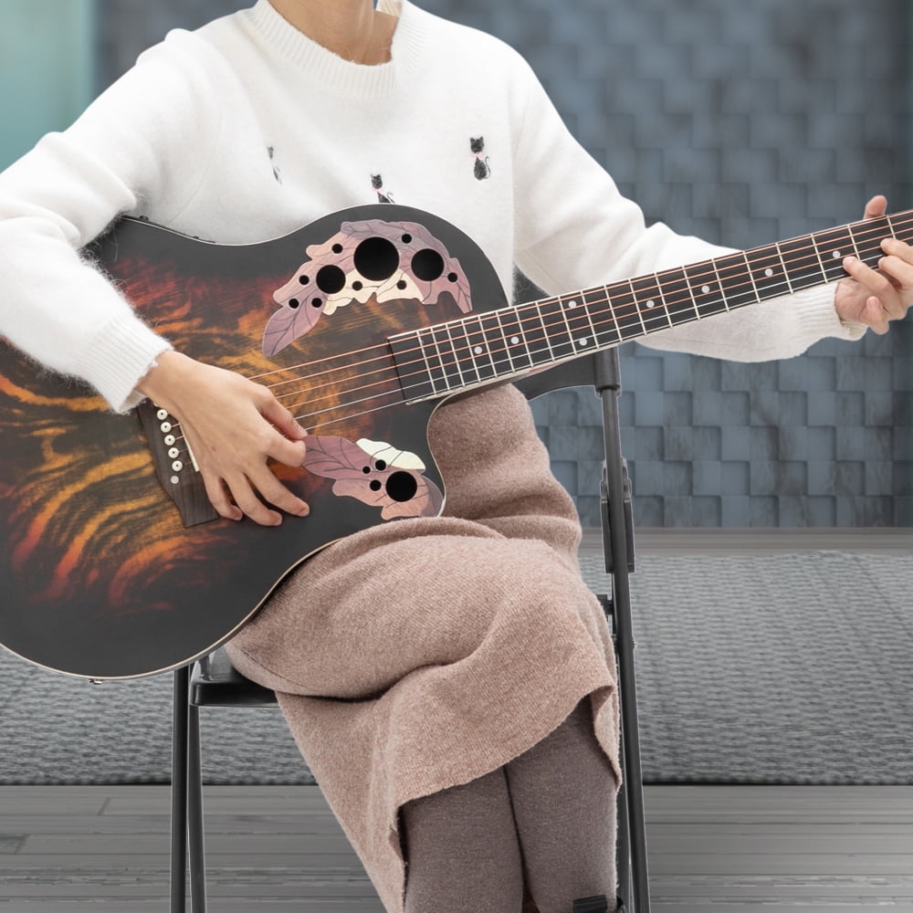 41 Inch Full-Size Cutaway Acoustic-Electric Guitar, Sunset Color Grape Sound Hole Guitar, Spruce Top Round-back Guitar for All Music Styles