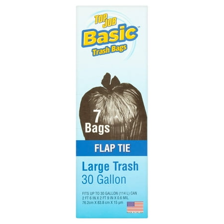 - (4 Pack) Basic Top Job Flap Tie Large Trash Bags, 30 gallon, 7 count