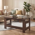 thumbnail image 2 of Portable Coffee Table with Foldable Legs, Modern Wood Center Table for Small Space, Living Room,Brown, 2 of 7