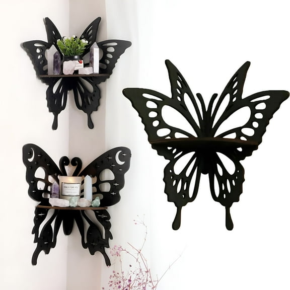 LAMIRO Aesthetic Wall Shelf - Butterfly Shelf - Floating Corner Shelf for Bedroom,Bathroom,and Kitchen Displays