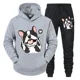 thumbnail image 2 of Chándal de hombre con dibujos de bulldog francés, sudadera con capucha, pantalones deportivos, pantalones de moda para correr, estilo clásico informal para amantes de los perros, 2 of 4