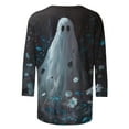 thumbnail image 4 of GERsome Women's Halloween 3/4 Sleeve Shirts Elbow Crew Neck Womens Tee Shirts Plus Size Half Sleeve Halloween Graphic Tops Clearance Blouse for Women Size XL, 4 of 5