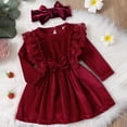 thumbnail image 3 of IDOPIP Toddler Girl Vintage Velvet Dress Wedding Christmas Party Dress Long Sleeve Fall Winter Clothes, 3 of 8