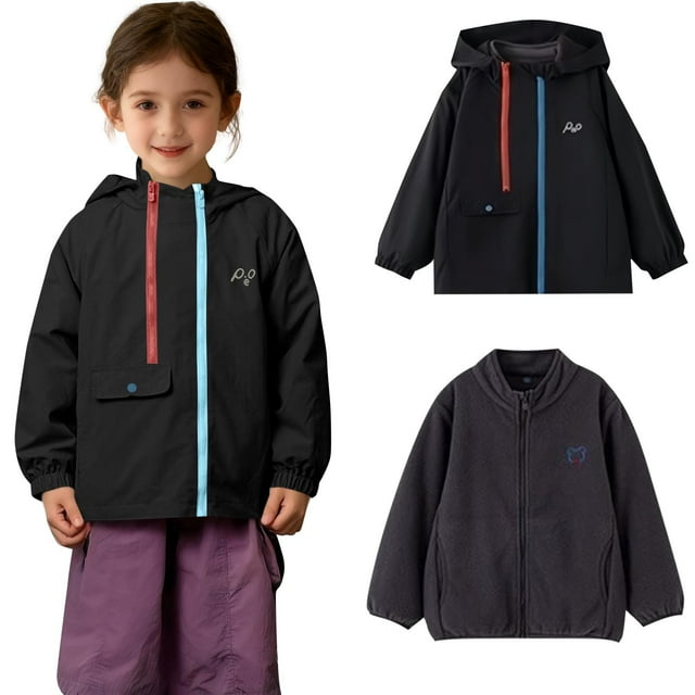 Conjunto de invierno de dos piezas para niños, traje impermeable y cortavientos para hombre y mujer, tres en uno, ropa deportiva de manga larga y chaqueta informal, blusa de poliéster para niños.