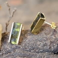 thumbnail image 5 of Zeva Jewels Natural Moldavite Bar Stud Earrings, 18K Gold Plated Brass, Raw Green Stone Minimalist Earrings with Push Back Closure, 5 of 6