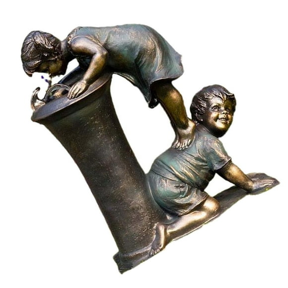 Wosthever Estatua de jardín para niño y niña, escultura de baño de agua de resina para besar, decoración de de escritorio, figurita, adornos Decoración del hogar Agua potable