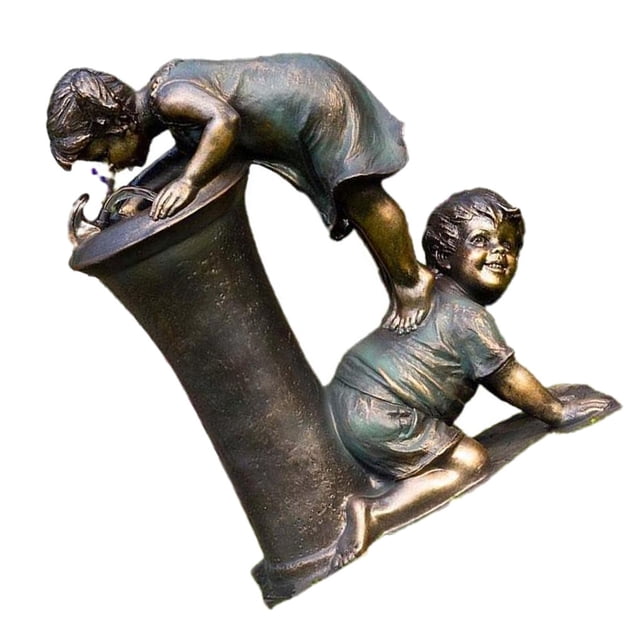 Wosthever Estatua de jardín para niño y niña, escultura de baño de agua de resina para besar, decoración de de escritorio, figurita, adornos Decoración del hogar Agua potable