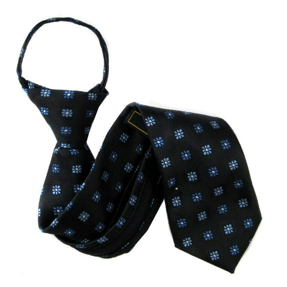 BuyYourTies - Black - Blue Boys 11 inch Zipper Necktie