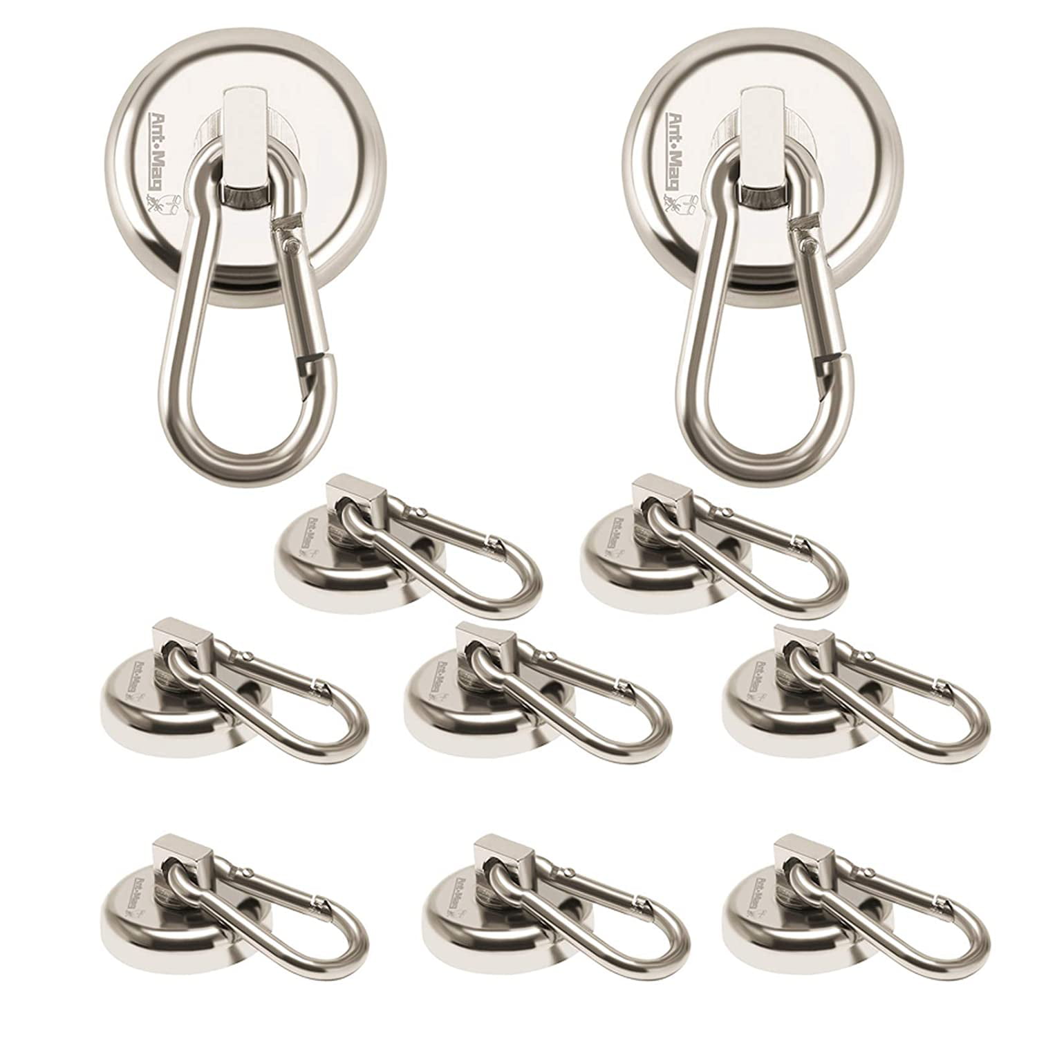 Carabiner Magnetic Hooks 80LBS Heavy Duty Neodymium Magnet Carabiner with Swivel Carabiner Snap Hook for Indoor/Outdoor Hanging Bagnet Grill Kitchen Purse Factory Warehouse Office 4 Pack 