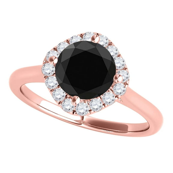 Mauli Jewels Engagement Rings for Women 0.75 Carat Glitzy Halo Blue Diamond Wedding Engagement Ring 4-prong 14K Rose Gold