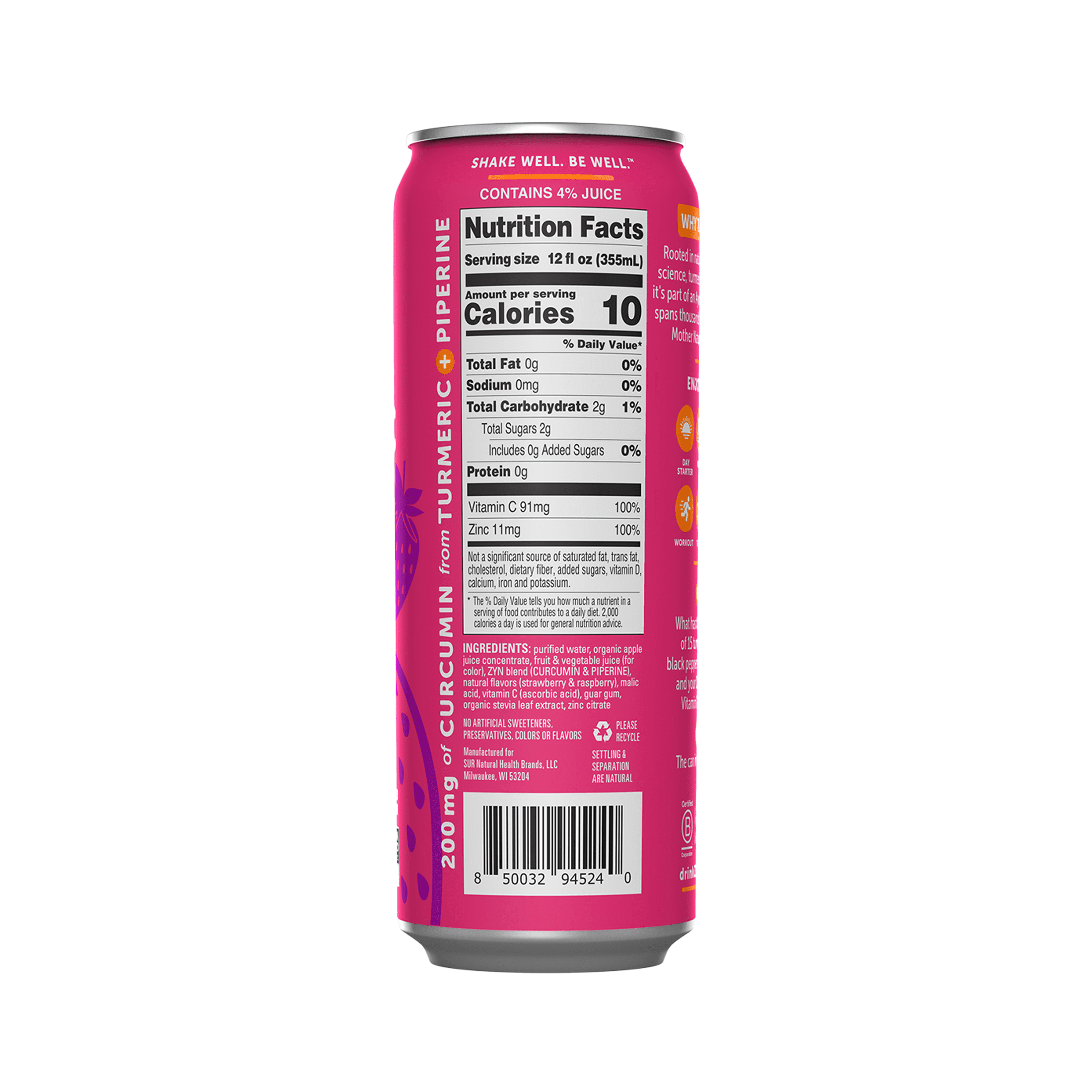 Zyn Turmeric Wellness, Instant Diet Juice Drink, Mixed Berry