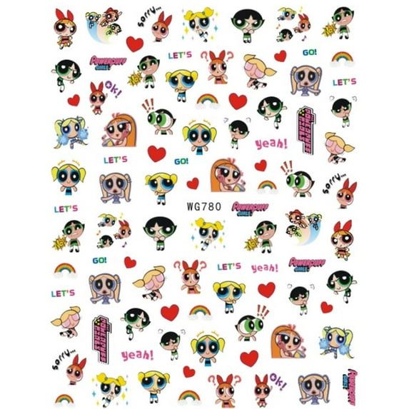 Powerpuff Girls Nail Stickers - Fun and Vibrant Nail Art Accessories for Fans of the Iconic Trio - Easy to Apply, High-Quality, and Long-Lasting Designs - Perfect for Cosplay, Parties, and Gift-Giving
