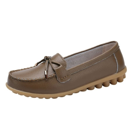 Caqnni Women Slip On Loafer Business Casual Dressy Shoes Penny Loafers Flats Shoes Dress Shoes Loafers for Women Flat (10 Z01-Khaki)