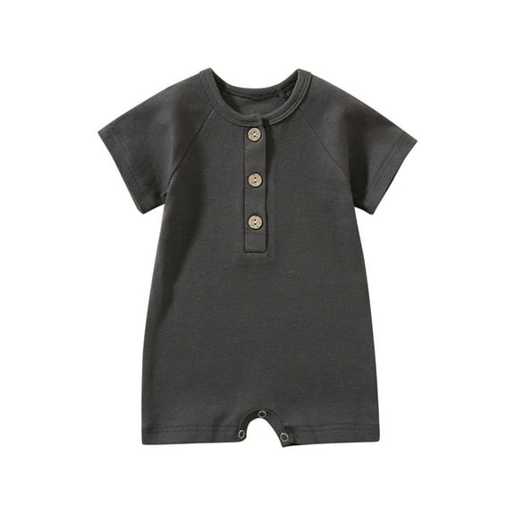 Elainilye Fashion Infant Baby Girls Boys Bodysuit Summer Short Sleeve Solid Color Jumpsuit Romper Sizes Newborn-24M
