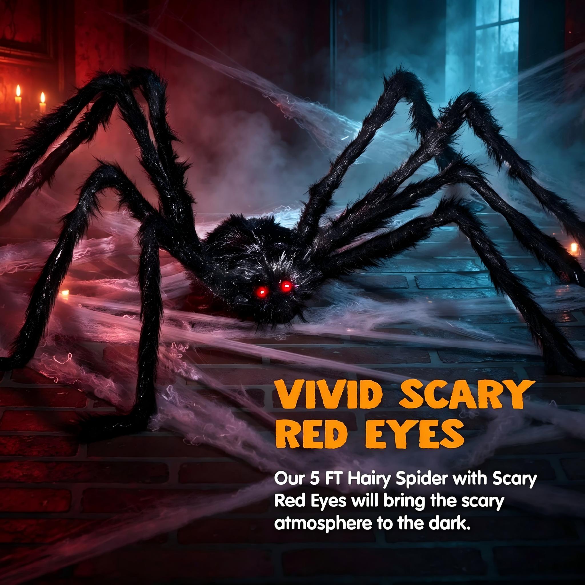 Joyfy Giant Spider Decoration, 5 Ft, Black, Poseable photo 3