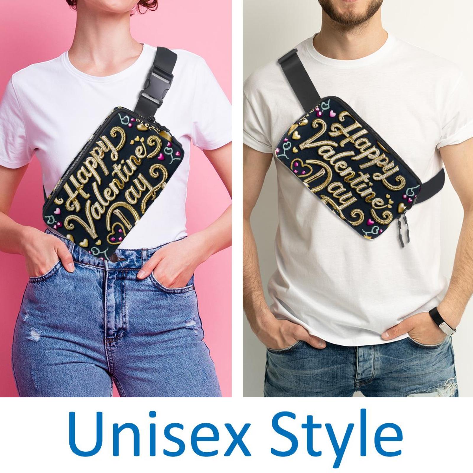 Valentine's Day Running Belt Waist Bag Fanny Packs, Lightweight Adjustable with Extension Strap, Unisex