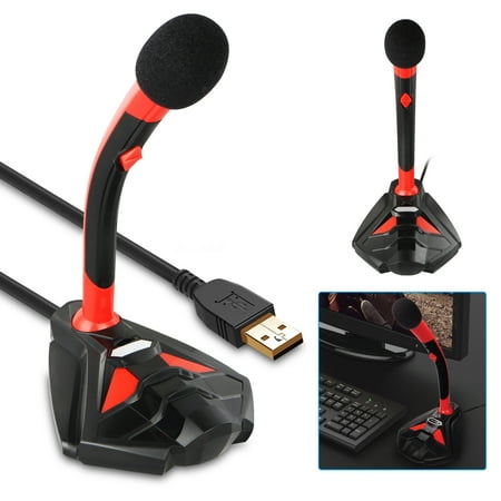 Professional Mic Stand Professional Omnidirectional Microphone, USB LED MIC Stand, Perfect for Recording Youtube/Interview/Video Conference/Podcast/Voice Dictation/Studio Gaming/ASMR/Live broadcast ()