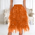 thumbnail image 7 of Rotm Short Skirts for Women Sexy Layered Mesh Skirt for Women Midi Length High Waisted A-line Skirts Fairy Costume Orange,S, 7 of 7