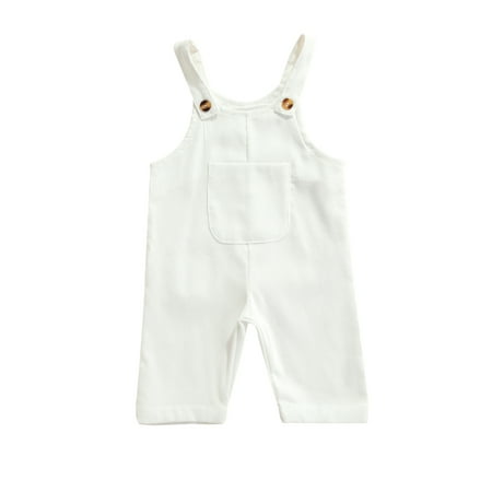 

Toddler Baby Jumpsuit Girls Boys Corduroy Overalls Cute Sleeveless Solid Color Bib Suspender Pants with Front Pockets Casual Soft Bodysuit