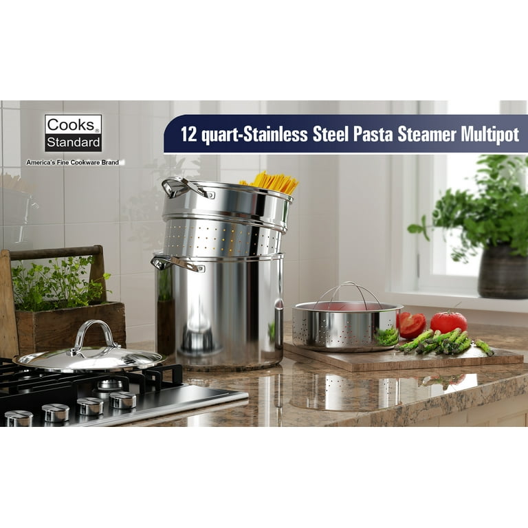 Vigor SS1 Series 12 Qt. Stainless Steel Aluminum-Clad Pasta Cooker  Combination