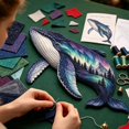 thumbnail image 7 of Northern Lights Wildlife DIY Patchwork Kit, Creative Fabric Craft, Handmade Home Decor Project, Unique Gift for Craft Lovers (Whale), 7 of 7