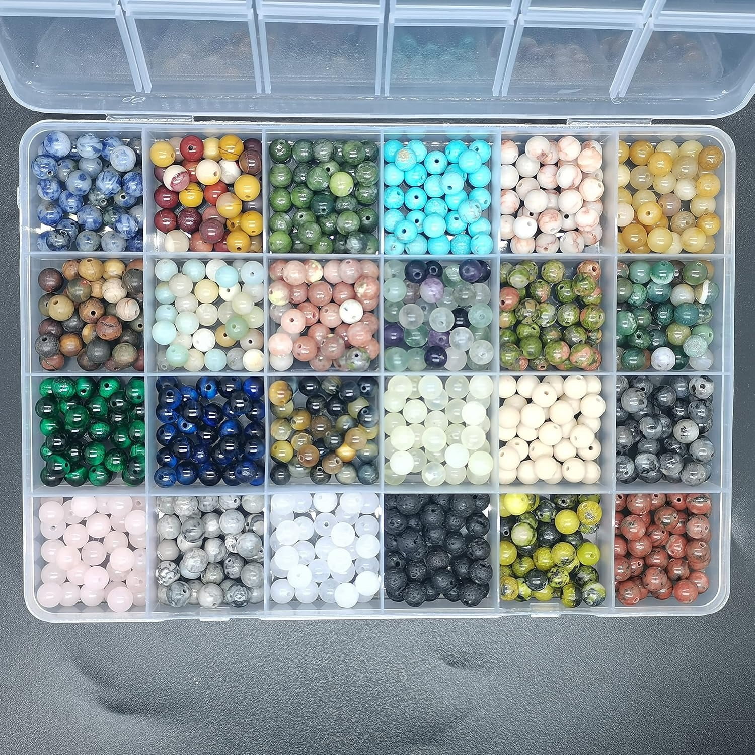 720Pcs Natural Round Stone Beads Gemstone Beaded Hole Crystal Power Stone Healing Bracelet Necklace Earrings Jewellery Making