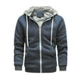 thumbnail image 4 of Herrnalise Men's Autumn And Winter Loose Casual Fleece Thickened Hooded Sweater Jacket Dark Gray, 4 of 4